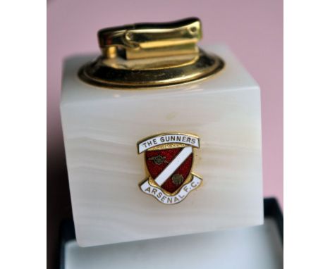 Arsenal 70/71 Football Table Lighter: Typical of the era this heavy marble table lighter has an Arsenal badge to one side and