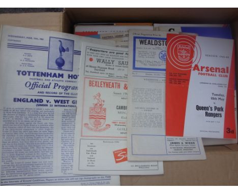 1960s Football Programme Collection: Includes 62/63 Wealdstone v West Ham, 1966 LCC Final Arsenal v QPR and 61/62 Bexleyheath