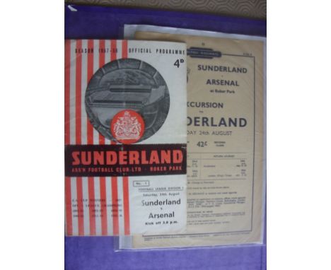 Sunderland 57/58 Home Football Programmes: Includes Juventus and Maccabi friendlies, Arsenal with railway bill and Man Utd. V