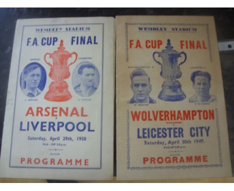 Pirate FA Cup Final Football Programmes 1949 + 1950: Made by Victor for the Wolves v Leicester and Arsenal v Liverpool Finals