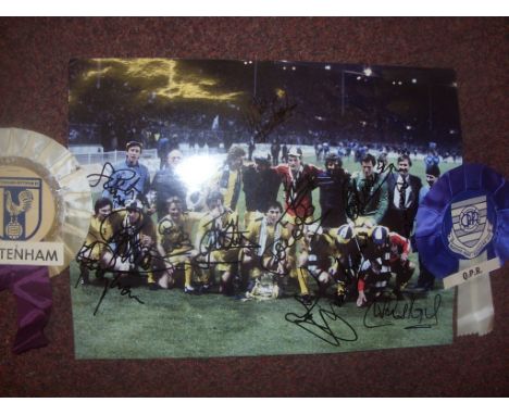 Tottenham 1982 FA Cup Final Football Memorabilia: Programmes for both matches, Rosettes for Spurs and QPR plus a 16 x 12 inch