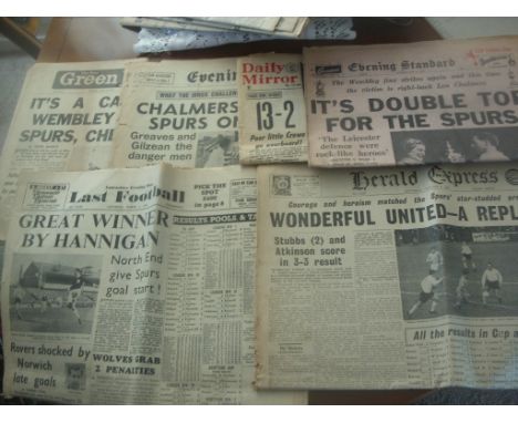 Tottenham Football Newspapers: Includes 1967 Semi Final, Celtic friendly, 1965 Torquay FA Cup, Crewe 13-2 x 2, 1962 FA Cup Fi