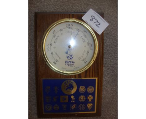 Euro 96 Barometer Quality Football Gift: Not available to the public this large barometer on wooden plynth issued by UEFA wit