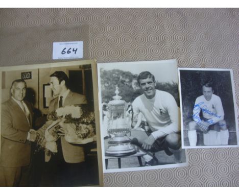 Tottenham Football Press Photos: Includes Greaves in Cairo and two others including a signed Greaves. Two have press markings