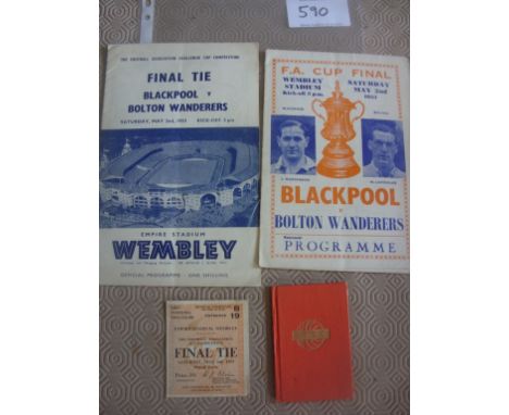 1953 FA Cup Final Football Memorabilia: Programme excellent with no team changes, Pirate programme excellent with score writt