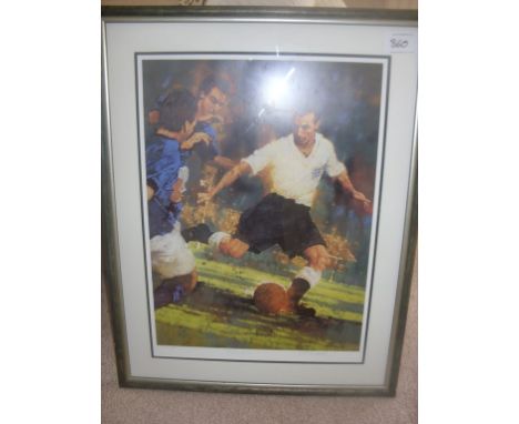 Stanley Matthews Signed Framed Print: Large double mounted and quality framed limited edition print 324/650 signed by artist 