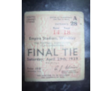 1939 FA Cup Final Football Ticket: Portsmouth v Wolverhampton Wanderers in fair condition. Nothing missing but folding eviden