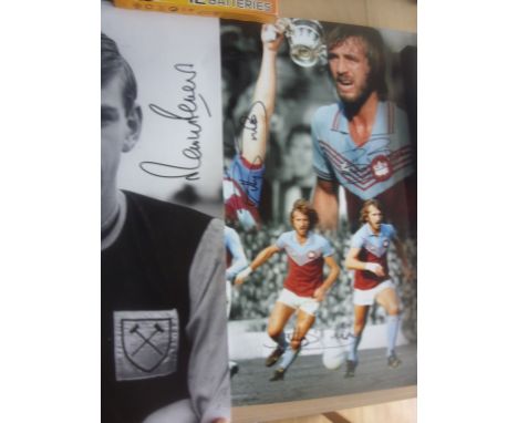 West Ham Signed Large Football Photos: 16 x 12 inch photos which consist of a montage of Billy Bonds signed 3 times and a Mar