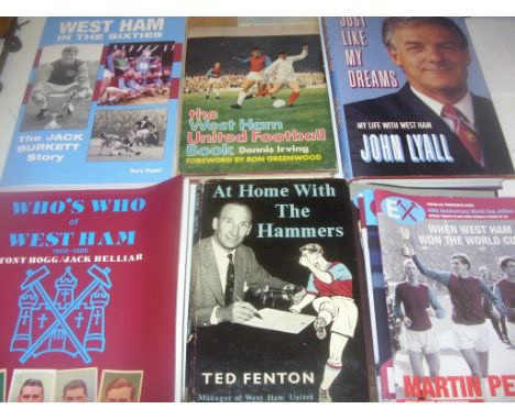 West Ham Ted Fenton Football Book And More: At Home With The Hammers by Ted Fenton 1960 first edition with good dust jacket. 