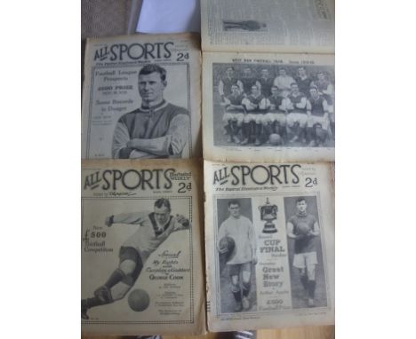 1923 FA Cup Final Magazine + West Ham Features: Superb Preview to ""Tomorrows 1923 FA Cup Final"" by All Sports magazine with