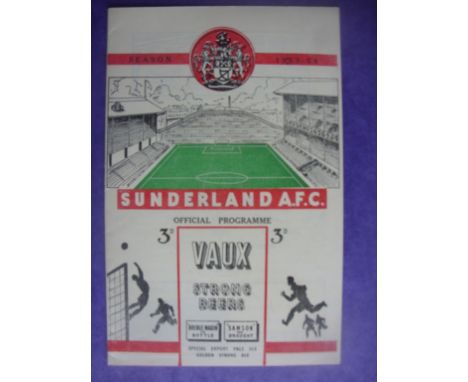 Sunderland 53/54 Home Football Programmes: Includes Preston 4 pager, Arsenal, Tottenham, Reserves v Rest of League and Englan