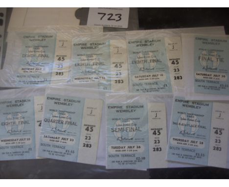 1966 World Cup Football Tickets: 8 tickets including the final all the same number as purchased as season ticket. C/W white t