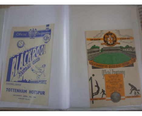 Tottenham 55/56 Complete Away Football Programmes: All 23 programmes very good except Preston which has punch holes. Rare pro