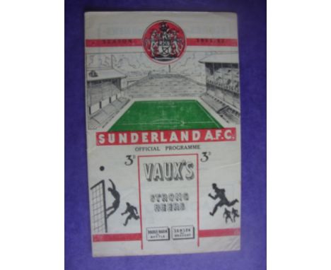 Sunderland 51/52 Home Football Programmes: Includes Preston Burnley and Arsenal. Very Good. (6)