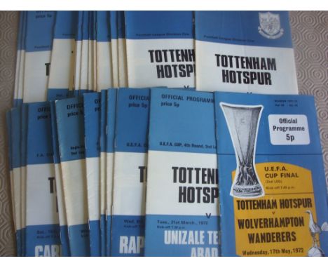 Tottenham 71/72 Complete Home Football Programmes: Includes Uefa Cup Final, Semi Final plus Nantes, Rapid Bucharest, AC Milan