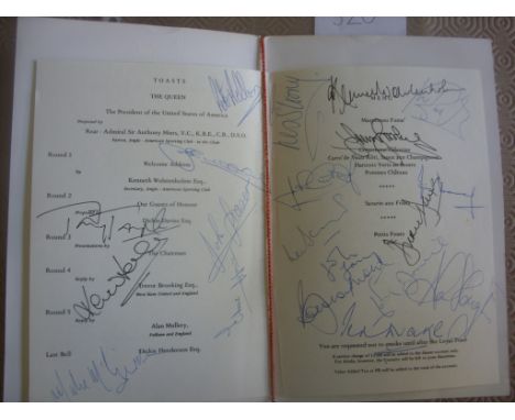 1975 FA Cup Final Signed Dinner Menu: Stunning item from the Hilton in honour of both Cup Final teams West Ham and Fulham plu