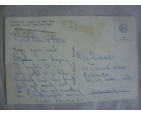 Ron Henry Tottenham Postcard To Family: Sent by Ron to his wife and child at home address whilst playing for Spurs at an end 
