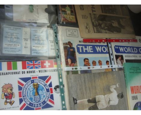 1966 World Cup Football Memorabilia: Includes ticket for Mexico v England and Mexico v France and ticket wallet, Green World 