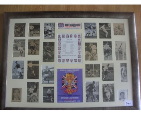 1966 Signed England World Cup Football Squad: A massive 38 x 28 inch nicely framed and mounted with a magazine picture of eve