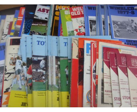 Interesting Football Programmes: Various themes include Northampton 65/66, Burnley Complete set of homes 75/76, Wimbledon 77/