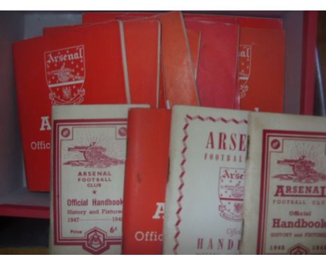 Arsenal Football Handbooks 47/48 to 59/60: Nice collection starting with Championship season of 47/48 to 59/60 lacking only 5