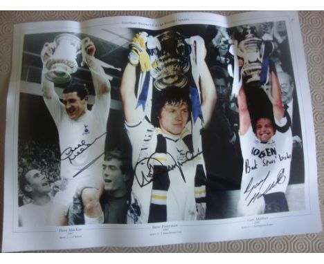 FA Cup Winning Tottenham Captains Signed Print: 16 x 12 colour print depicting each winning captain lifting the trophy hand s