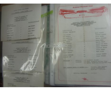 Arsenal Home Reserve Football Programmes: Nice collection in folder from the late 50s onwards. Mainly good a few with scores 