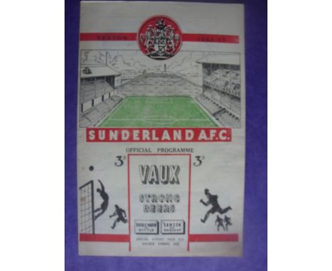 Sunderland 54/55 Home Football Programmes: Includes Arsenal Bolton Burnley and Leicester. Very Good. (6)