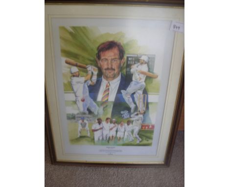 Graham Gooch Essex England Signed Framed Cricket Print: Mounted framed and glazed limited edition print 414/850 signed by bot