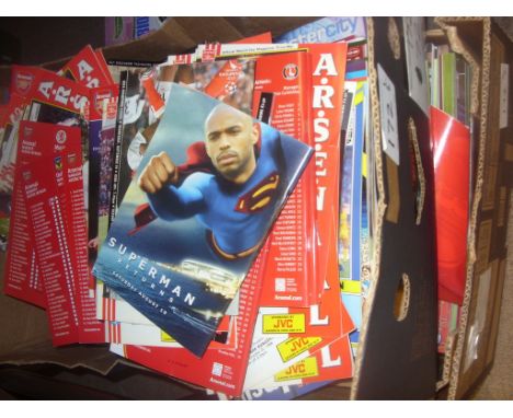Arsenal Football Programme Collection: Two large boxes full of mint home and aways from more recent years from private collec