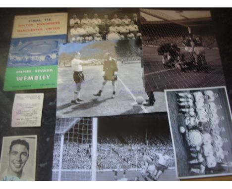 Bolton Wanderers 1958 FA Cup Final Football Memorabilia: Includes original programme and ticket in very good condition a pres