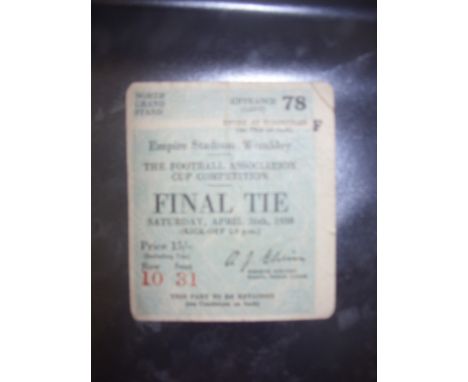 1930 FA Cup Final Football Ticket: Arsenal v Huddersfield Town in fair/good condition. Nothing missing and no tears but does 