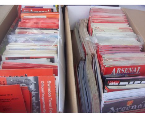 Arsenal Football Programme Collection: Four large boxes full of mainly home programmes which are 60s onwards up to 2014/2015 