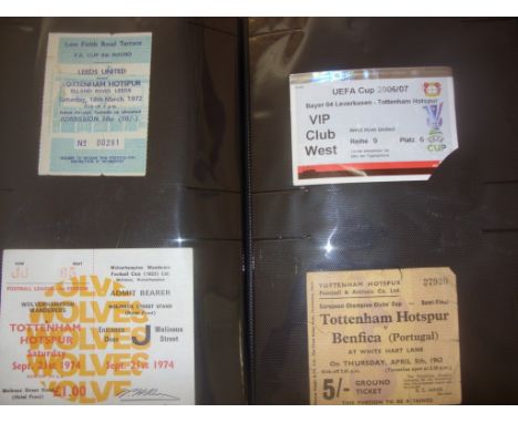 Tottenham Football Ticket Collection: Mainly 70s onwards home and away including 72 Leeds Away FA Cup plus two home 1962 Euro