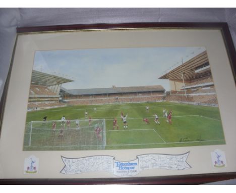 Tottenham White Hart Lane Framed Print: Limited edition 134/1000 depicting Spurs possibly v Liverpool with 3 sides of the sta