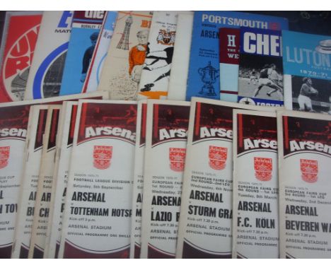 Arsenal Double Season Football Programmes: Home and Away with many European Home plus aways at Blackpool Huddersfield Burnley