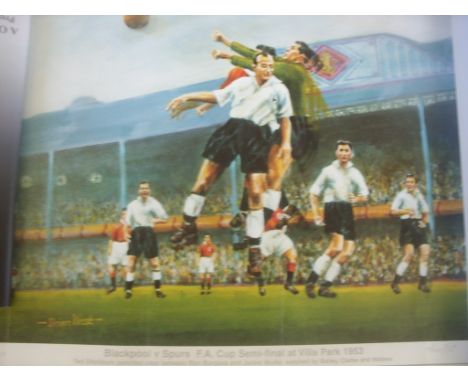 Blackpool v Tottenham 1948 + 1953 Football Prints: Two prints signed by artist Brian West measuring 40 x 60 cm each. Ltd edit