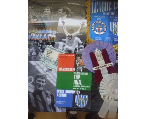 1970 League Cup Final Football Memorabilia: Manchester City v West Brom Programme, Ticket, Original Rosettes from the day, De