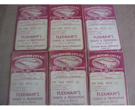 Chelmsford City 39/40 Home Football Programmes: Includes rare Pre season Possibles v Probables and Aldershot reserves from th