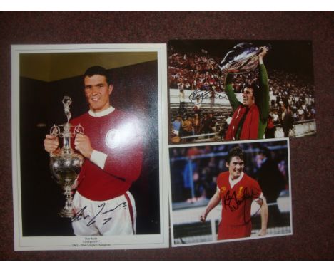 Liverpool Signed Football Pictures: A very large print depicting Ron Yeats with the Championship trophy in 63/64, Ray Clemenc