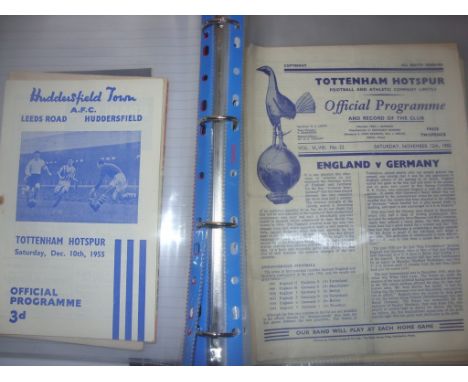 Tottenham 1950s Football Programmes: Mainly homes from 55/56 to 59/60 with a few aways including 55/56 Huddersfield. Collecto