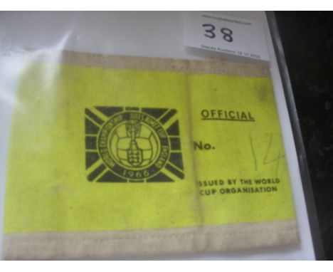 1966 World Cup Photographers Arm Band: Quality thick cloth with elastic ""Issued by the World Cup Organisation"" and worn by 
