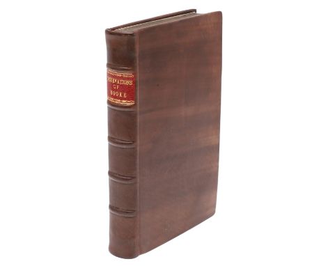 Robert Hooke. Philosophical Experiments and Observations, 4 folding engraved plates, 2pp. of publisher's advertisements at en