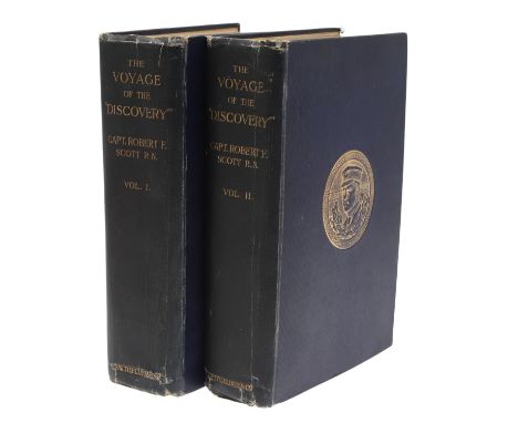 Captain Robert F. Scott. The Voyage of The Discovery, 2 Volumes, first edition, half-titles, photogravure frontispieces, tiss