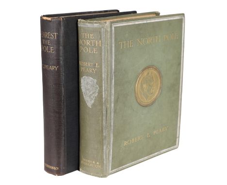 Robert E. Peary. Nearest the Pole, first English edition, coloured frontispiece, tissue guard, monochrome plates, folding col