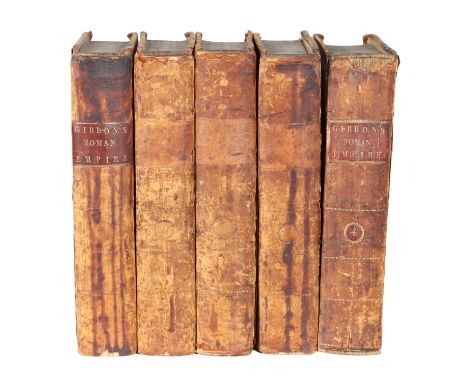 Edward Gibbon. The History of the Decline and Fall of the Roman Empire, volumes 1-5 [of 6] only, first edition, half-titles, 