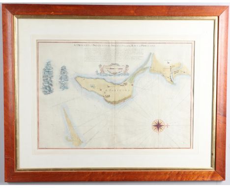 Captain Greenville Collins. A Draught of Portland, the Shambles, and the Race of Portland, hand coloured engraved chart with 