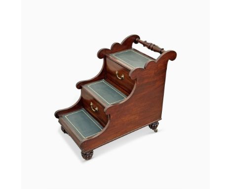 Possibly New York or English, circa 1825The second step pulls out to reveal a commode. Height 32 1/2 inches, overall length 3