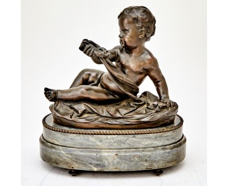 19th CenturyOn an oval bardiglio marble plinth. Height of bronze 11 inches, height overall 15 1/2 inches.No condition report?
