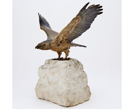 Eagle with Wings Outstretched, after a model by Franz Xaver BergmannBronze, mounted on a granite baseHeight bronze 8 inches (